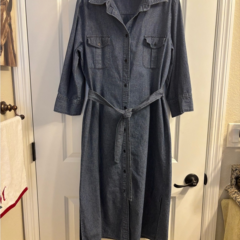 J. Peterman Sz 12 Adventurous Denim Shirt-Dress - Current Retail $128.00